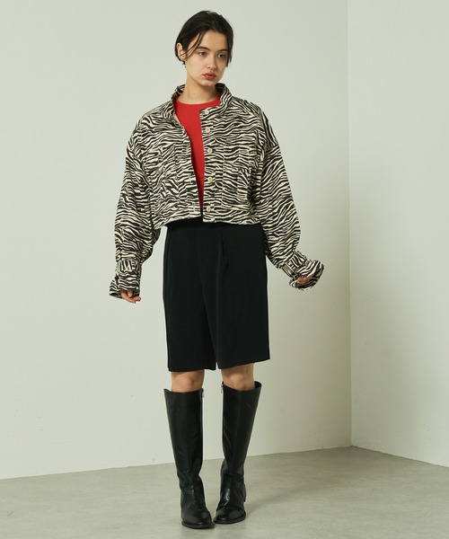 Lui's（ルイス）の「ミリタリーボレロジャケット（ミリタリージャケット・レディース・ゼブラ/ブラック/キナリ・FREE）」の22枚目の写真