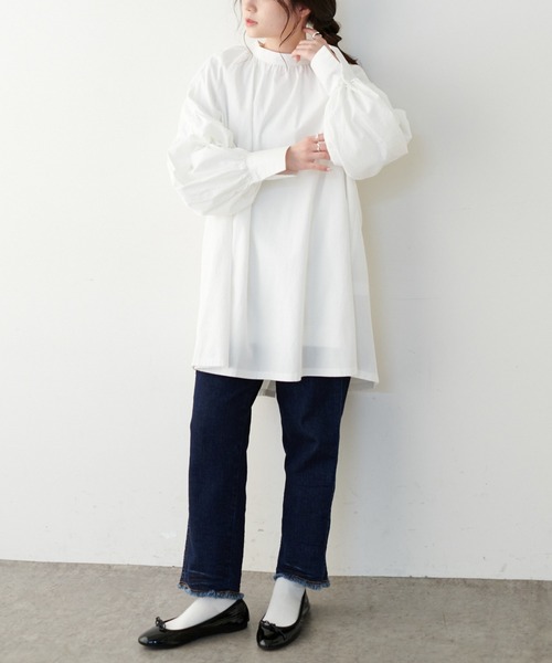 PUAL CE CIN（ピュアルセシン）の「【Du noir】タイプライタープルオーバーブラウス（シャツ/ブラウス・レディース・ホワイト/ブラック/ベージュ・FREE）」の9枚目の写真