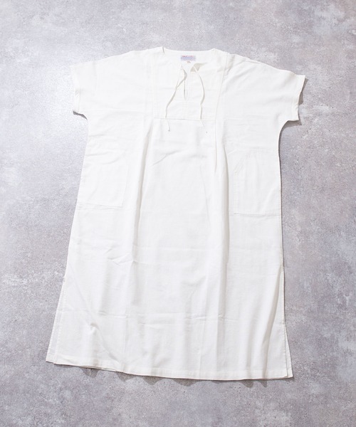 TOBILA（トビラ）の「インド綿麻 スラブローン カフタンワンピース（シャツワンピース・レディース・ピンク/ホワイト/ブラウン・M）」の14枚目の写真
