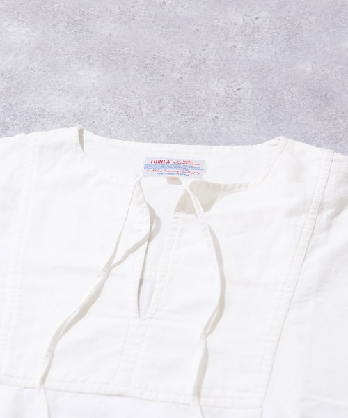 TOBILA（トビラ）の「インド綿麻 スラブローン カフタンワンピース（シャツワンピース・レディース・ピンク/ホワイト/ブラウン・M）」の15枚目の写真