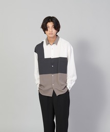【UNIIT／ユニット】ブロックスイッチルーズシャツ　ビッグシルエット