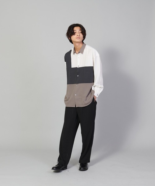 UNIIT(ユニット)の「【UNIIT/ユニット】ブロックスイッチルーズシャツ ビッグシルエット(シャツ/ブラウス・メンズ・ホワイト/チャコールグレー/ベージュ・SMALL/MEDIUM/LARGE)」の5枚目の写真