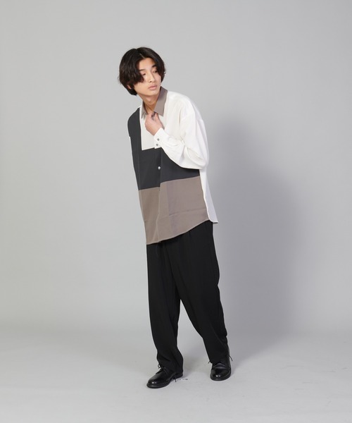 UNIIT(ユニット)の「【UNIIT/ユニット】ブロックスイッチルーズシャツ ビッグシルエット(シャツ/ブラウス・メンズ・ホワイト/チャコールグレー/ベージュ・SMALL/MEDIUM/LARGE)」の6枚目の写真
