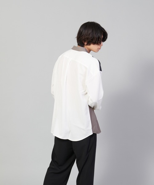 UNIIT(ユニット)の「【UNIIT/ユニット】ブロックスイッチルーズシャツ ビッグシルエット(シャツ/ブラウス・メンズ・ホワイト/チャコールグレー/ベージュ・SMALL/MEDIUM/LARGE)」の10枚目の写真