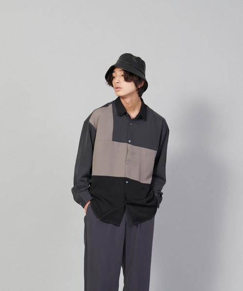 UNIIT(ユニット)の「【UNIIT/ユニット】ブロックスイッチルーズシャツ ビッグシルエット(シャツ/ブラウス・メンズ・ホワイト/チャコールグレー/ベージュ・SMALL/MEDIUM/LARGE)」の18枚目の写真