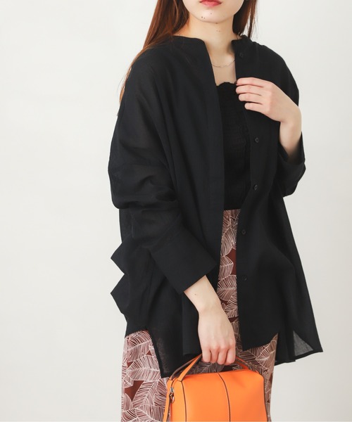 SENSE OF PLACE by URBAN RESEARCH（センスオブプレイスバイアーバンリサーチ）の「バンドカラーヨウリュウシアーシャツ（シャツ/ブラウス・レディース・ブラック/パープル/オレンジ/アイボリー/ピンク・ONE）」の3枚目の写真