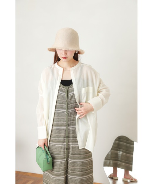 SENSE OF PLACE by URBAN RESEARCH（センスオブプレイスバイアーバンリサーチ）の「バンドカラーヨウリュウシアーシャツ（シャツ/ブラウス・レディース・ブラック/パープル/オレンジ/アイボリー/ピンク・ONE）」の7枚目の写真