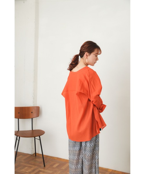 SENSE OF PLACE by URBAN RESEARCH（センスオブプレイスバイアーバンリサーチ）の「バンドカラーヨウリュウシアーシャツ（シャツ/ブラウス・レディース・ブラック/パープル/オレンジ/アイボリー/ピンク・ONE）」の8枚目の写真