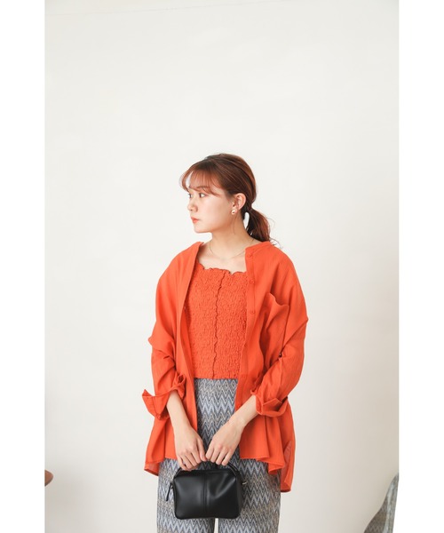 SENSE OF PLACE by URBAN RESEARCH（センスオブプレイスバイアーバンリサーチ）の「バンドカラーヨウリュウシアーシャツ（シャツ/ブラウス・レディース・ブラック/パープル/オレンジ/アイボリー/ピンク・ONE）」の19枚目の写真