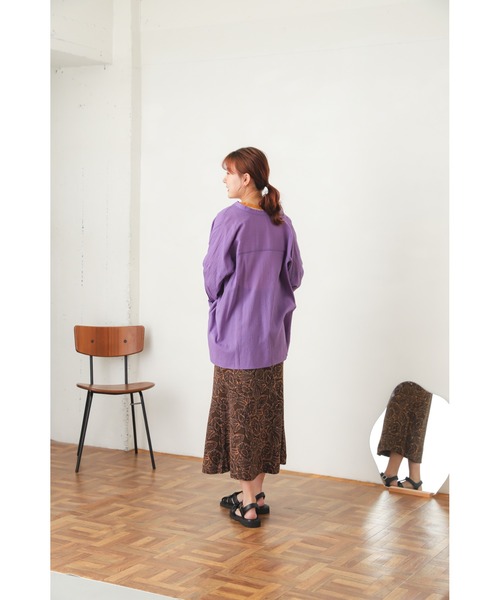 SENSE OF PLACE by URBAN RESEARCH（センスオブプレイスバイアーバンリサーチ）の「バンドカラーヨウリュウシアーシャツ（シャツ/ブラウス・レディース・ブラック/パープル/オレンジ/アイボリー/ピンク・ONE）」の10枚目の写真