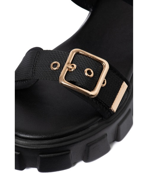 R&E（アールアンドイー）の「【R&E】ゴールドベルテッド5㎝厚底スポーツサンダル（サンダル・レディース・アイボリー/ブラック・S/M/L/LL）」の9枚目の写真