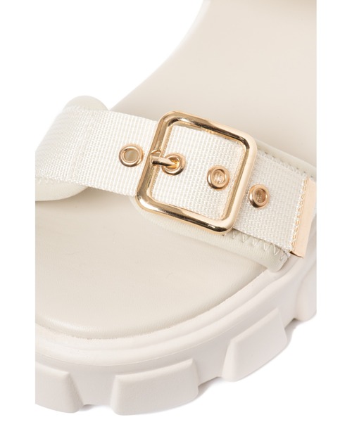 R&E（アールアンドイー）の「【R&E】ゴールドベルテッド5㎝厚底スポーツサンダル（サンダル・レディース・アイボリー/ブラック・S/M/L/LL）」の10枚目の写真