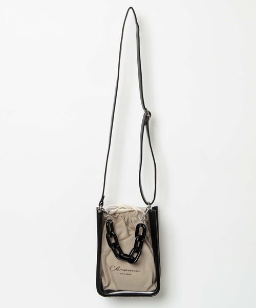 WEGO（ウィゴー）の「WEGO/チェーンクリアバッグ（ショルダーバッグ・レディース・ブラック/ベージュ/オフホワイト・FREE）」の5枚目の写真