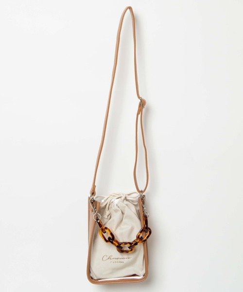 WEGO（ウィゴー）の「WEGO/チェーンクリアバッグ（ショルダーバッグ・レディース・ブラック/ベージュ/オフホワイト・FREE）」の6枚目の写真
