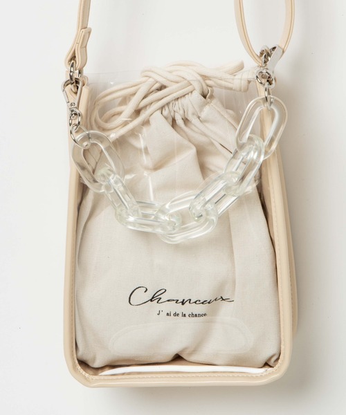 WEGO（ウィゴー）の「WEGO/チェーンクリアバッグ（ショルダーバッグ・レディース・ブラック/ベージュ/オフホワイト・FREE）」の9枚目の写真