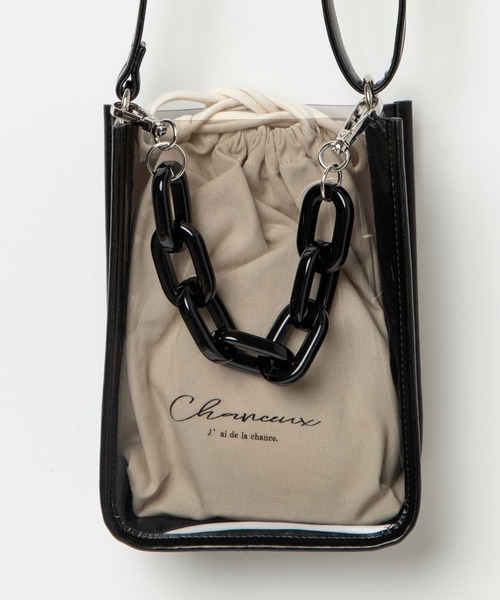 WEGO（ウィゴー）の「WEGO/チェーンクリアバッグ（ショルダーバッグ・レディース・ブラック/ベージュ/オフホワイト・FREE）」の10枚目の写真
