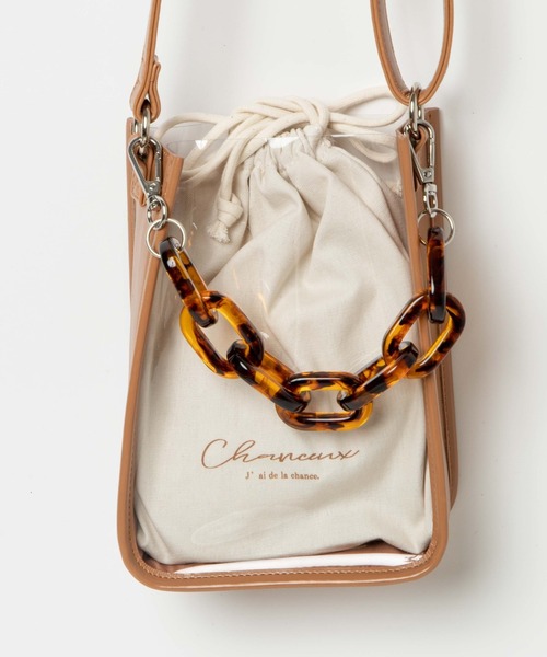 WEGO（ウィゴー）の「WEGO/チェーンクリアバッグ（ショルダーバッグ・レディース・ブラック/ベージュ/オフホワイト・FREE）」の11枚目の写真