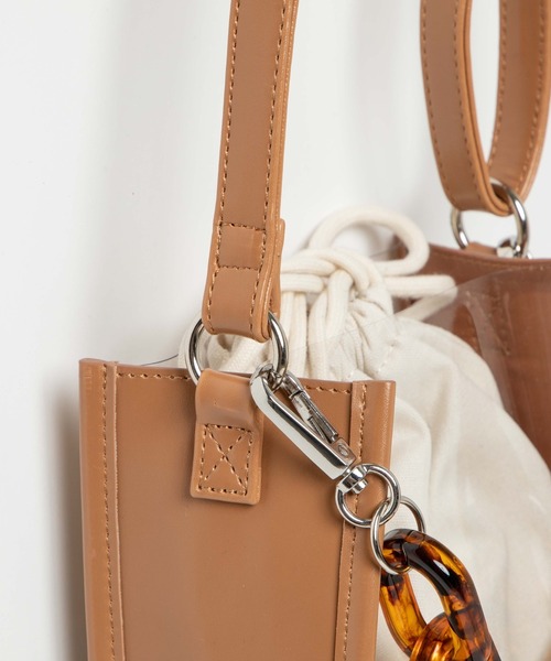 WEGO（ウィゴー）の「WEGO/チェーンクリアバッグ（ショルダーバッグ・レディース・ブラック/ベージュ/オフホワイト・FREE）」の15枚目の写真