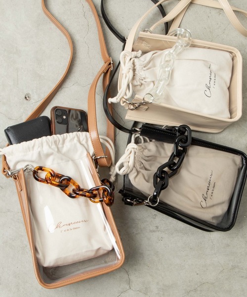 WEGO（ウィゴー）の「WEGO/チェーンクリアバッグ（ショルダーバッグ・レディース・ブラック/ベージュ/オフホワイト・FREE）」の18枚目の写真