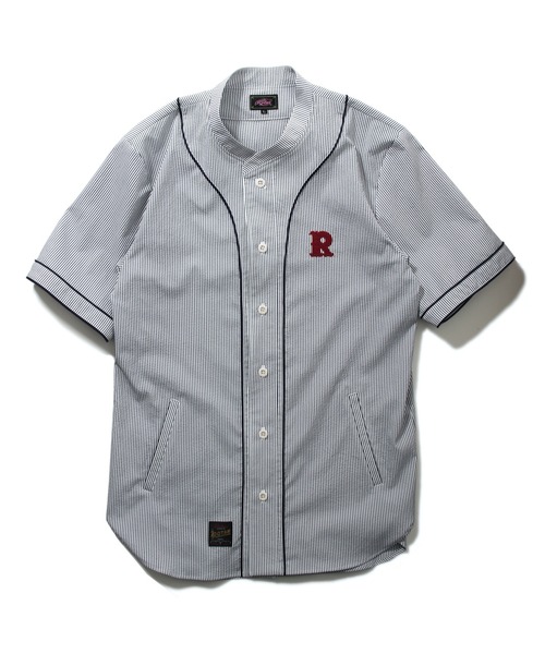 ROTAR（ローター）の「COOLMAX FABRIC Baseball Shirt クールマックス シアサッカー ストレッチ ベースボールシャツ（シャツ/ブラウス・メンズ・ブラック/カーキ/ネイビー×ホワイト・LARGE/MEDIUM）」の3枚目の写真