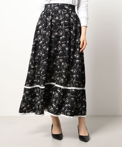 裾パイピングハイウエスト花柄スカート（スカート）｜KOBE LETTUCE