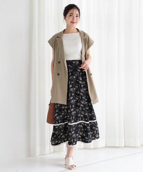 裾パイピングハイウエスト花柄スカート（スカート）｜KOBE LETTUCE