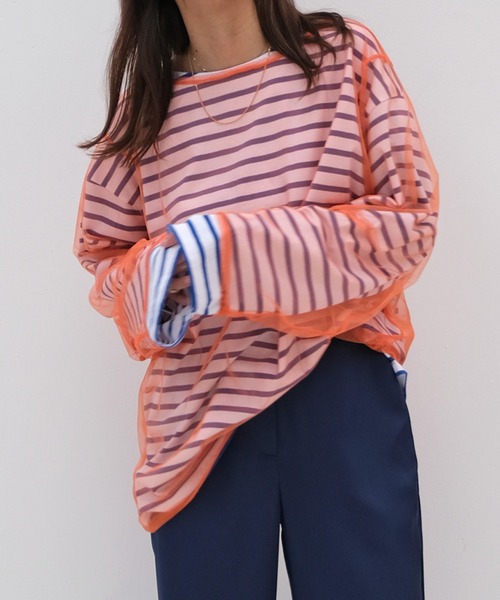 AKTE（アクテ）の「チュールプルオーバー（Tシャツ/カットソー・レディース・ブラック/ベージュ/オレンジ・FREE）」の3枚目の写真