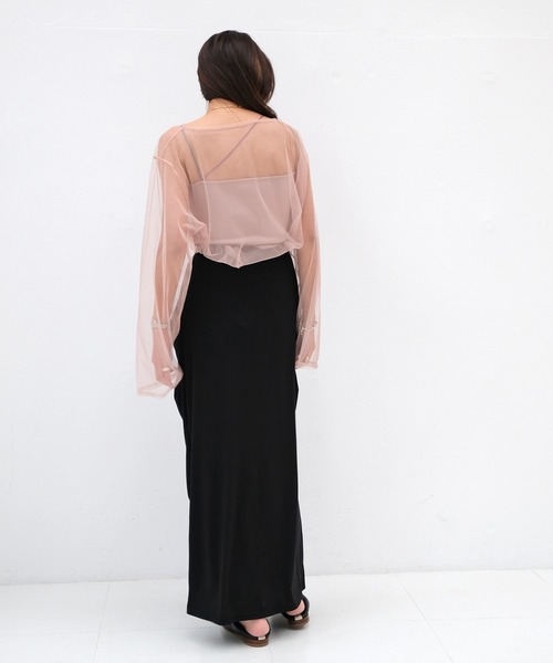 AKTE（アクテ）の「チュールプルオーバー（Tシャツ/カットソー・レディース・ブラック/ベージュ/オレンジ・FREE）」の6枚目の写真