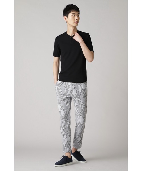 HIGH STREET(ハイストリート)の「HIGH STREET∴パーペチュアルパールニット半袖ヘンリーネック(Tシャツ/カットソー・メンズ・オレンジ系その他/ブラック/ホワイト・M/L/LL)」の4枚目の写真