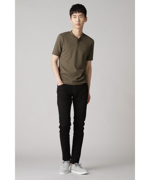 HIGH STREET(ハイストリート)の「HIGH STREET∴パーペチュアルパールニット半袖ヘンリーネック(Tシャツ/カットソー・メンズ・オレンジ系その他/ブラック/ホワイト・M/L/LL)」の5枚目の写真