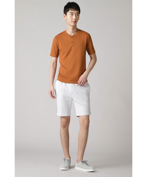 HIGH STREET(ハイストリート)の「HIGH STREET∴パーペチュアルパールニット半袖ヘンリーネック(Tシャツ/カットソー・メンズ・オレンジ系その他/ブラック/ホワイト・M/L/LL)」の6枚目の写真