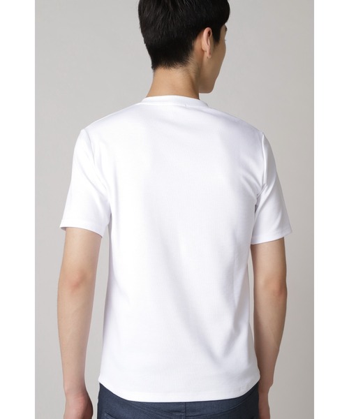 HIGH STREET(ハイストリート)の「HIGH STREET∴パーペチュアルパールニット半袖ヘンリーネック(Tシャツ/カットソー・メンズ・オレンジ系その他/ブラック/ホワイト・M/L/LL)」の9枚目の写真