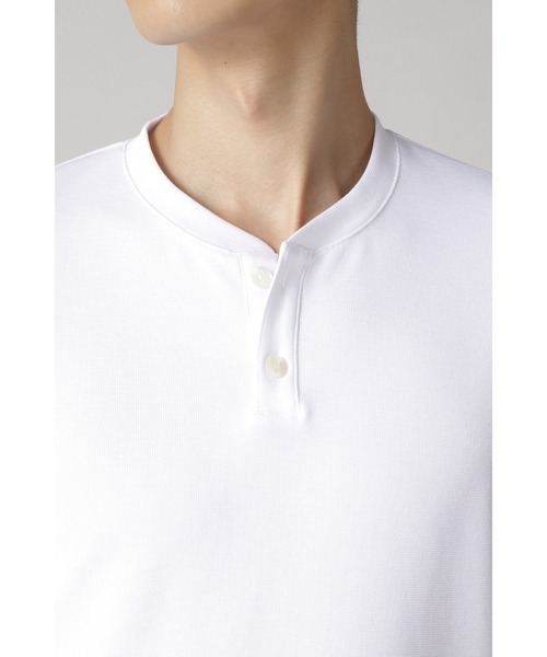 HIGH STREET(ハイストリート)の「HIGH STREET∴パーペチュアルパールニット半袖ヘンリーネック(Tシャツ/カットソー・メンズ・オレンジ系その他/ブラック/ホワイト・M/L/LL)」の10枚目の写真