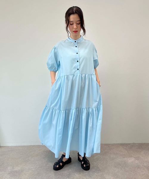 toucher du brise(トゥシェドブリーズ)の「ボリュームスリーブ ティアード ロングワンピース(ワンピース・レディース・ブラック/オフホワイト/カーキ/ブルー・M)」の18枚目の写真