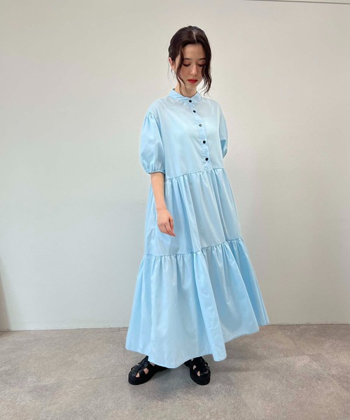 toucher du brise(トゥシェドブリーズ)の「ボリュームスリーブ ティアード ロングワンピース(ワンピース・レディース・ブラック/オフホワイト/カーキ/ブルー・M)」の19枚目の写真