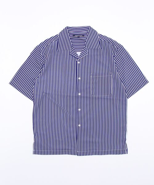 UNION STATION（ユニオンステーション）の「ストライプ柄総柄プリントオープンカラー半袖シャツ（シャツ/ブラウス・メンズ・ブルー系その他/ベージュ系その他・M/LL/L）」の2枚目の写真