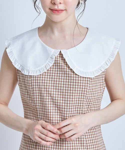 ✨夏のお値引きご相談ok期間⭐️くすみピンクのドット柄フラメンコワンピース tocco closet（トッコ クローゼット）の「フリルビックカラー