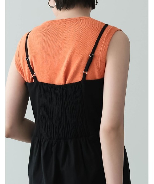 Re:EDIT（リエディ）の「フロントスリットキャミワンピース（ジャンパースカート・レディース・グリーン/ベージュ/オレンジ/ブラック/ブルー・MEDIUM/SHORT/LARGE）」の8枚目の写真