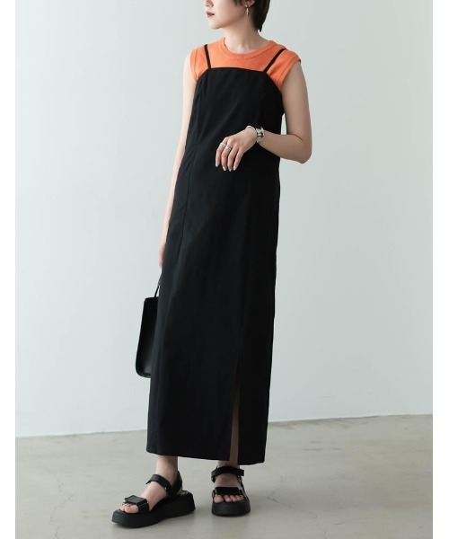 Re:EDIT（リエディ）の「フロントスリットキャミワンピース（ジャンパースカート・レディース・グリーン/ベージュ/オレンジ/ブラック/ブルー・MEDIUM/SHORT/LARGE）」の7枚目の写真