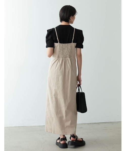 Re:EDIT（リエディ）の「フロントスリットキャミワンピース（ジャンパースカート・レディース・グリーン/ベージュ/オレンジ/ブラック/ブルー・MEDIUM/SHORT/LARGE）」の13枚目の写真