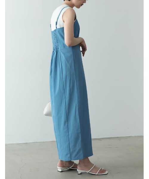 Re:EDIT（リエディ）の「フロントスリットキャミワンピース（ジャンパースカート・レディース・グリーン/ベージュ/オレンジ/ブラック/ブルー・MEDIUM/SHORT/LARGE）」の16枚目の写真