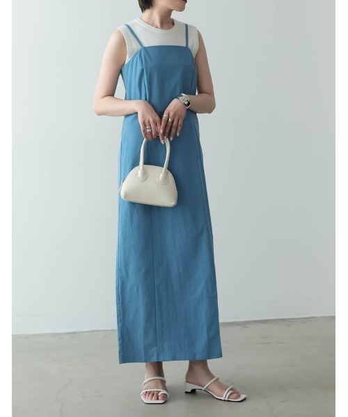 Re:EDIT（リエディ）の「フロントスリットキャミワンピース（ジャンパースカート・レディース・グリーン/ベージュ/オレンジ/ブラック/ブルー・MEDIUM/SHORT/LARGE）」の15枚目の写真