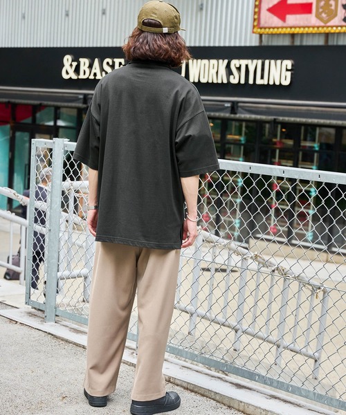 MONO-MART（モノマート）の「【CODDERR】ハーフジップ ワッペンロゴ刺繍 ビッグシルエット半袖Tシャツ（Tシャツ/カットソー・メンズ・オフホワイト/グリーン/ブラック/ネイビー・M/L）」の8枚目の写真