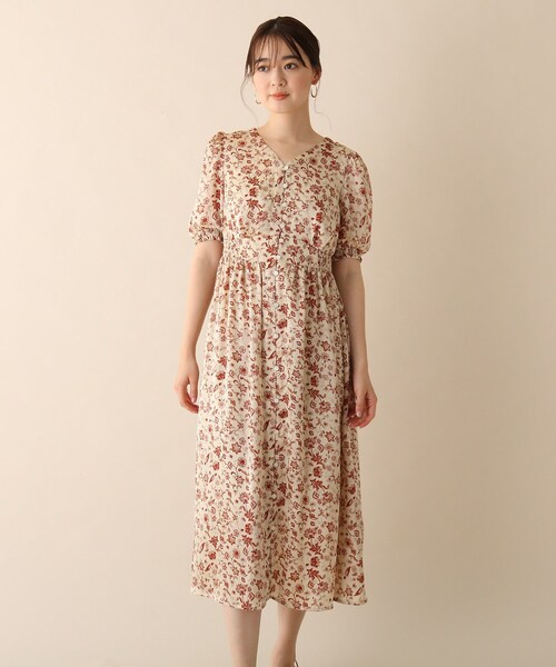 OPAQUE.CLIP（オペークドットクリップ）の「◆ヴィンテージフラワーワンピース（ワンピース・レディース・ベージュ系/ネイビー系・36/38）」の8枚目の写真