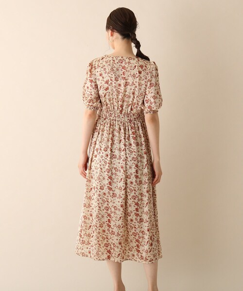 OPAQUE.CLIP（オペークドットクリップ）の「◆ヴィンテージフラワーワンピース（ワンピース・レディース・ベージュ系/ネイビー系・36/38）」の3枚目の写真