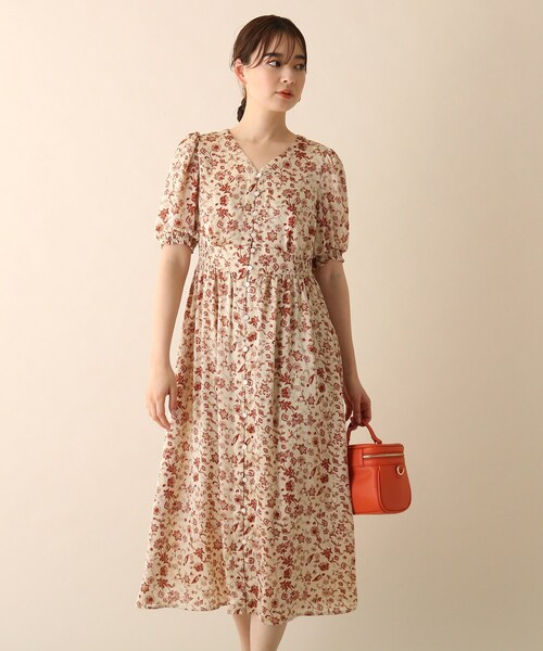 OPAQUE.CLIP（オペークドットクリップ）の「◆ヴィンテージフラワーワンピース（ワンピース・レディース・ベージュ系/ネイビー系・36/38）」の6枚目の写真