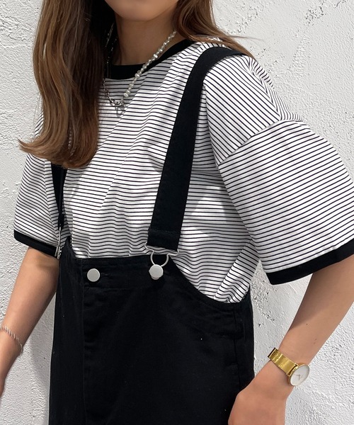 apres jour mignon（アプレジュールミニョン）の「半袖カラーリンガーT【ZOZOTOWN限定アイテム】（Tシャツ/カットソー・レディース・オフホワイト/ピンク/オレンジ/グリーン/ブルー系その他/イエロー系その他/ピンク系その他・X-LARGE/フリー）」の2枚目の写真