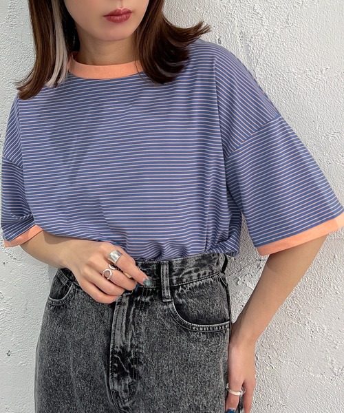 apres jour mignon（アプレジュールミニョン）の「半袖カラーリンガーT【ZOZOTOWN限定アイテム】（Tシャツ/カットソー・レディース・オフホワイト/ピンク/オレンジ/グリーン/ブルー系その他/イエロー系その他/ピンク系その他・X-LARGE/フリー）」の19枚目の写真