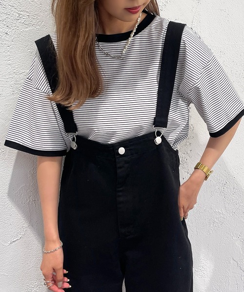 apres jour mignon（アプレジュールミニョン）の「半袖カラーリンガーT【ZOZOTOWN限定アイテム】（Tシャツ/カットソー・レディース・オフホワイト/ピンク/オレンジ/グリーン/ブルー系その他/イエロー系その他/ピンク系その他・X-LARGE/フリー）」の9枚目の写真