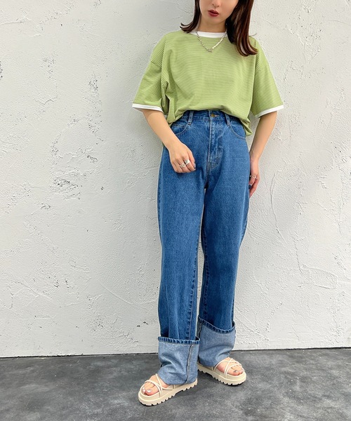 apres jour mignon（アプレジュールミニョン）の「半袖カラーリンガーT【ZOZOTOWN限定アイテム】（Tシャツ/カットソー・レディース・オフホワイト/ピンク/オレンジ/グリーン/ブルー系その他/イエロー系その他/ピンク系その他・X-LARGE/フリー）」の18枚目の写真